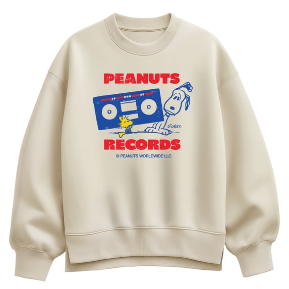 Peanuts - Woodstock Boombox - Women's Oversized Fleece Crew Sweatshirt