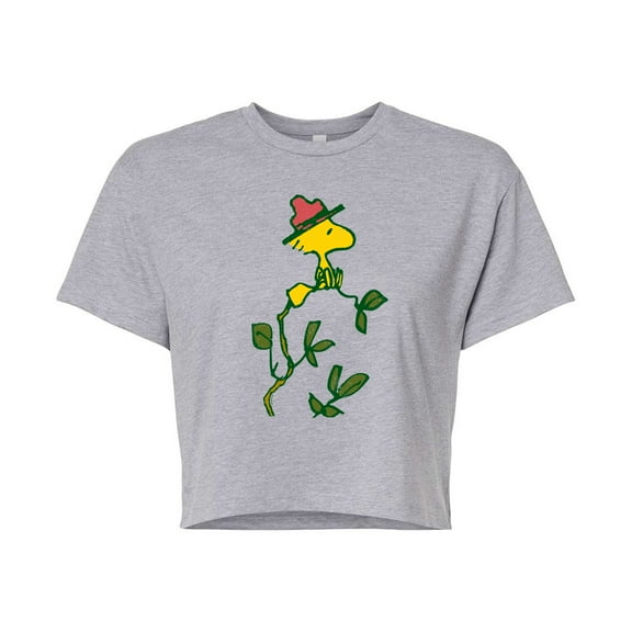 Peanuts - Woodstock Branch - Juniors Cropped Cotton Blend T-Shirt