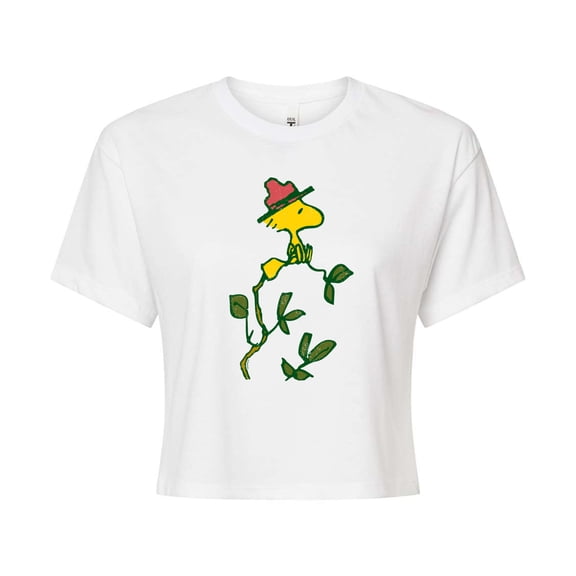 Peanuts - Woodstock Branch - Juniors Cropped Cotton Blend T-Shirt