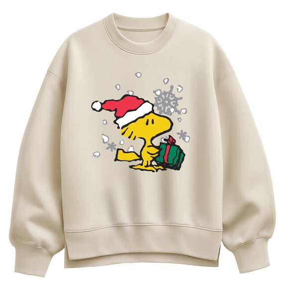 Peanuts - Woodstock Christmas - Women's Oversized Fleece Crew Sweatshirt