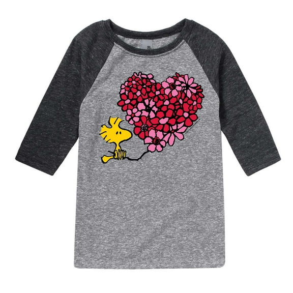 Peanuts - Woodstock Floral Heart - Toddler And Youth Raglan