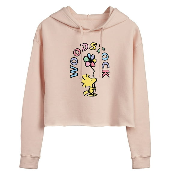 Peanuts - Woodstock Flower - Juniors Cropped Pullover Hoodie