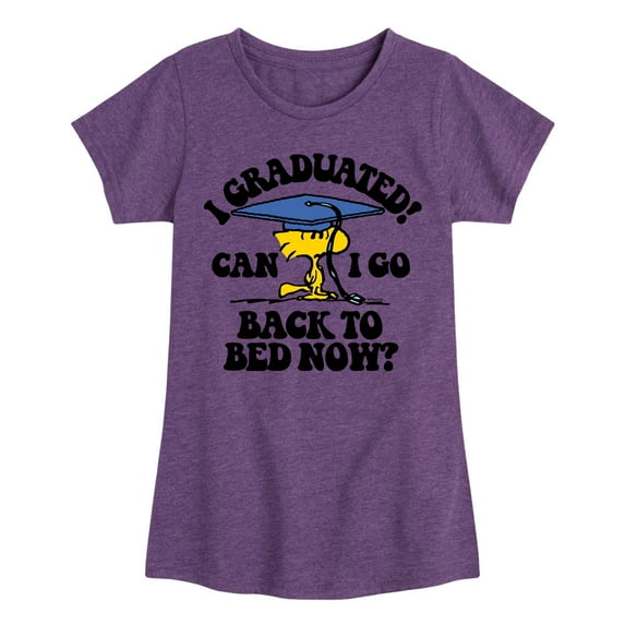 Peanuts - Woodstock - I Graduated! Can I Go Back to Bed Now? - Toddler & Youth Girls Short Sleeve Graphic T-Shirt