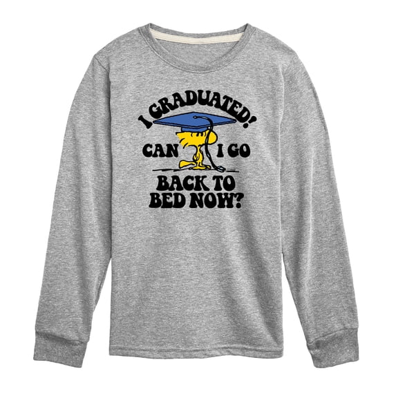 Peanuts - Woodstock - I Graduated! Can I Go Back to Bed Now? - Toddler & Youth Long Sleeve Graphic T-Shirt