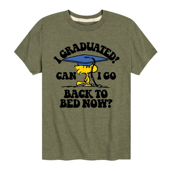 Peanuts - Woodstock - I Graduated! Can I Go Back to Bed Now? - Toddler & Youth Short Sleeve Graphic T-Shirt
