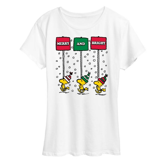 Peanuts - Woodstock Merry And Bright Christmas - Women's Short Sleeve Graphic T-Shirt