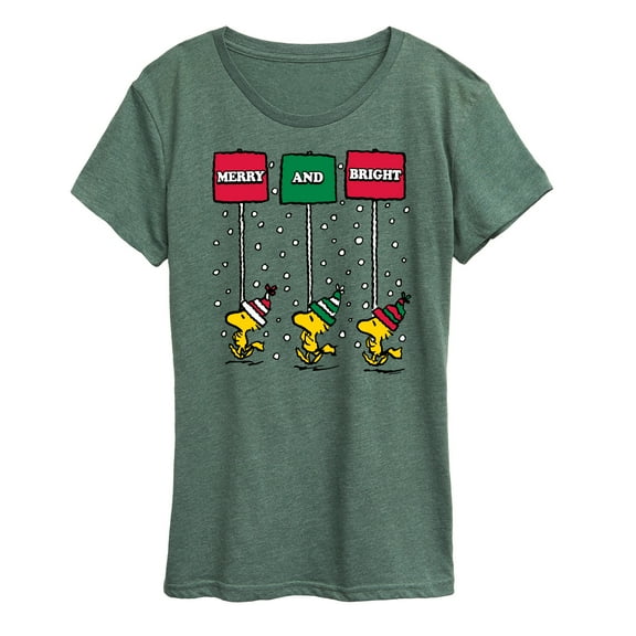 Peanuts - Woodstock Merry And Bright Christmas - Women's Short Sleeve Graphic T-Shirt