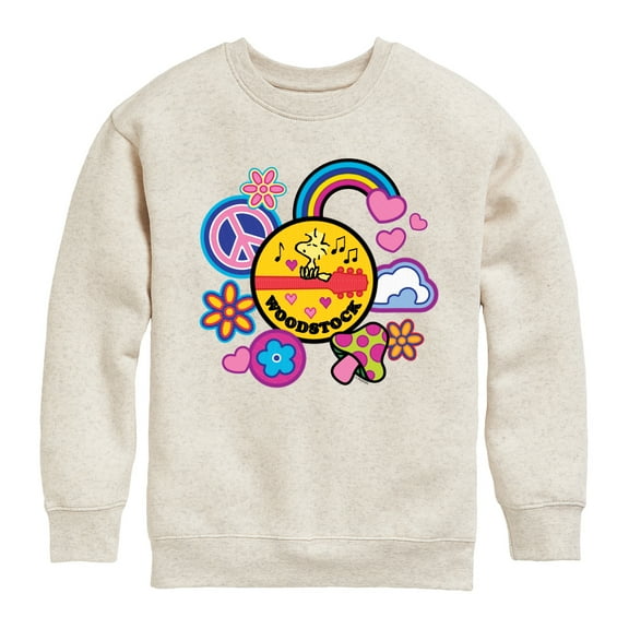 Peanuts - Woodstock Peace And Love Flair - Youth Crewneck Sweatshirt