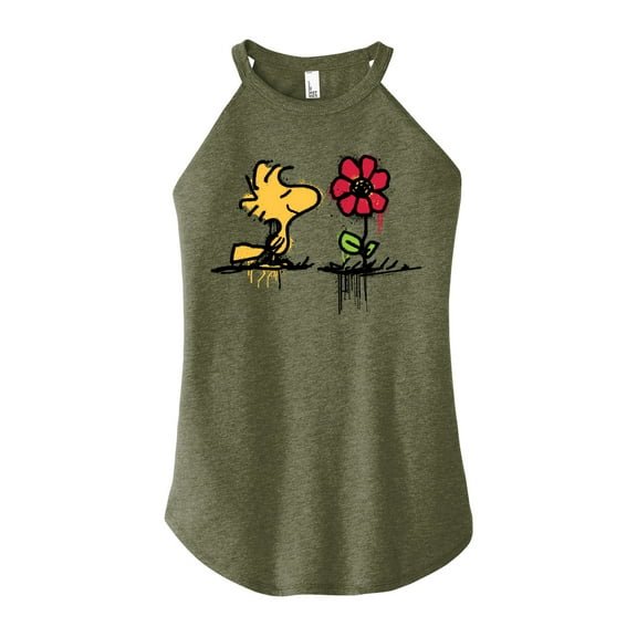 Peanuts - Woodstock Rose - Juniors High Neck Tank Top