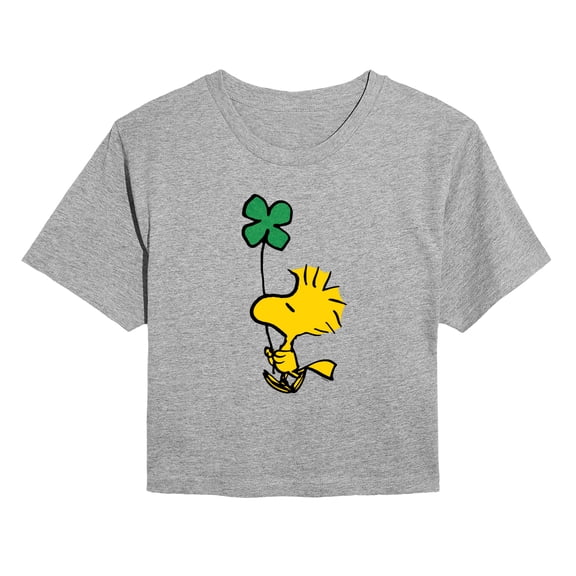 Peanuts - Woodstock Shamrock Green Glitter - Juniors Cropped Graphic T-Shirt