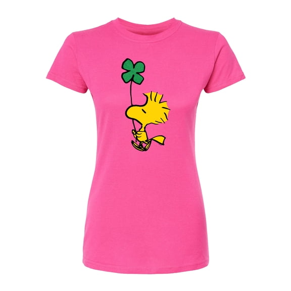 Peanuts - Woodstock Shamrock Green Glitter - Juniors Fitted Graphic T-Shirt