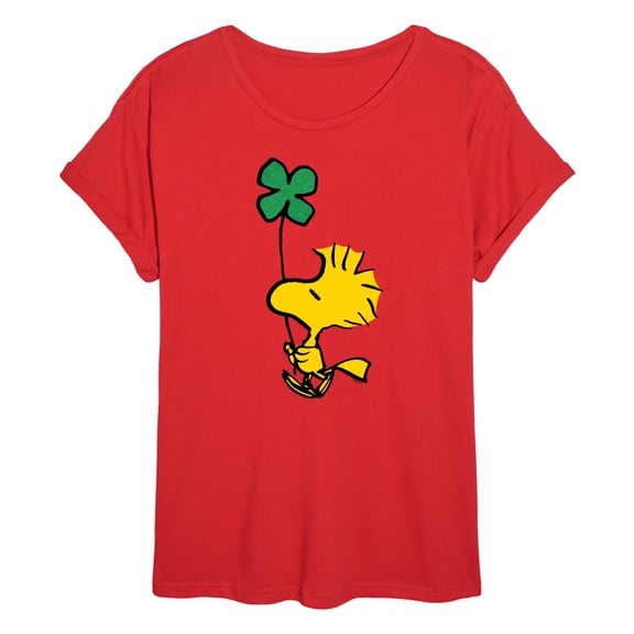 Peanuts - Woodstock Shamrock Green Glitter - Juniors Oversized Graphic T-Shirt