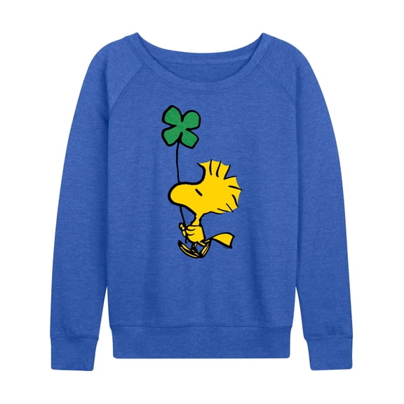 Peanuts - Woodstock Shamrock Green Glitter - Women's French Terry Long Sleeve Pullover