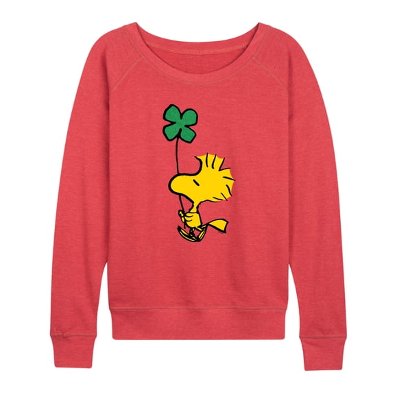 Peanuts - Woodstock Shamrock Green Glitter - Women's French Terry Long Sleeve Pullover