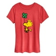 thumbnail image 1 of Peanuts - Woodstock Shamrock Green Glitter - Women's Short Sleeve Graphic T-Shirt, 1 of 5