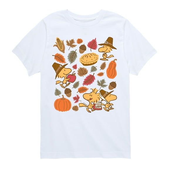 Peanuts - Woodstock Thanksgiving Icons - Youth Short Sleeve Graphic T-shirt
