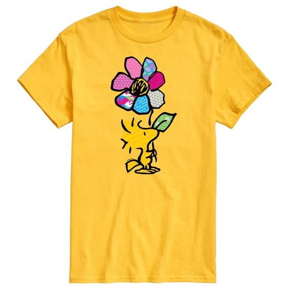 Peanuts - Woodstock With Flower And Pattern - Men's Short Sleeve Graphic T-Shirt