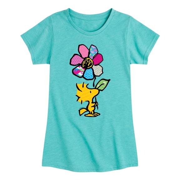 Peanuts - Woodstock With Flower And Pattern - Toddler And Youth Girls Short Sleeve Graphic T-Shirt