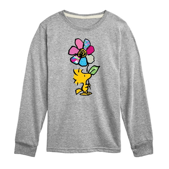 Peanuts - Woodstock With Flower And Pattern - Toddler And Youth Long Sleeve Graphic T-Shirt