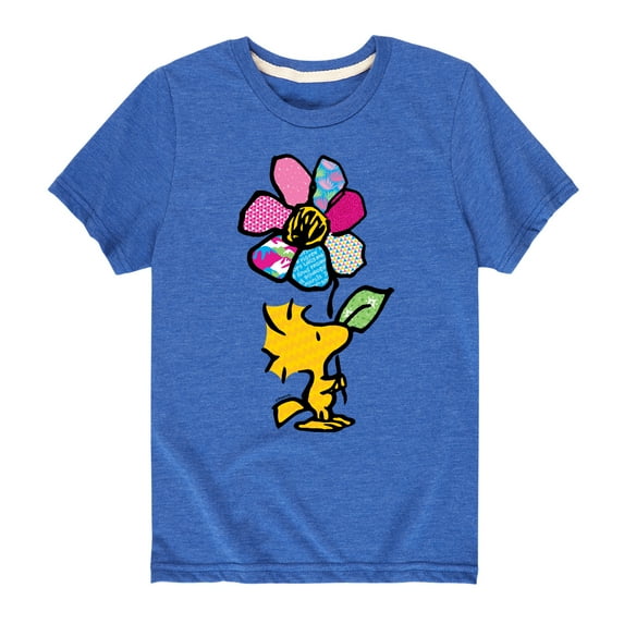 Peanuts - Woodstock With Flower And Pattern - Toddler And Youth Short Sleeve Graphic T-Shirt