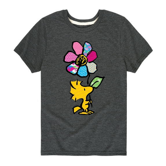 Peanuts - Woodstock With Flower And Pattern - Toddler And Youth Short Sleeve Graphic T-Shirt