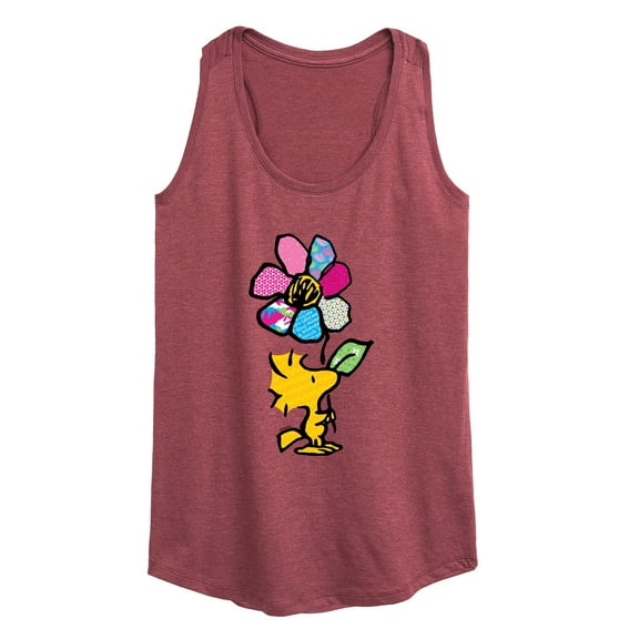 Peanuts - Woodstock With Flower And Pattern - Women's Racerback Tank Top