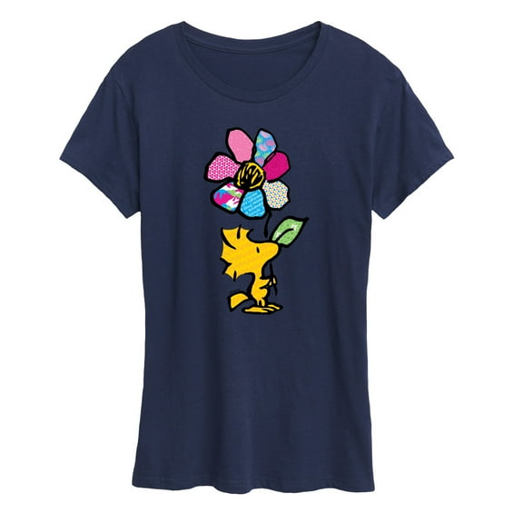Peanuts - Woodstock With Flower And Pattern - Women's Short Sleeve Graphic T-Shirt