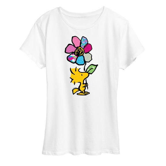 Peanuts - Woodstock With Flower And Pattern - Women's Short Sleeve Graphic T-Shirt