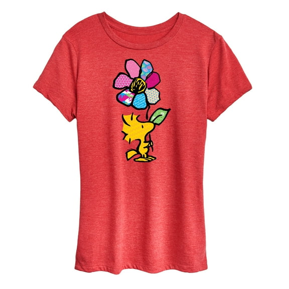 Peanuts - Woodstock With Flower And Pattern - Women's Short Sleeve Graphic T-Shirt