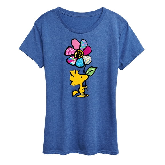 Peanuts - Woodstock With Flower And Pattern - Women's Short Sleeve Graphic T-Shirt