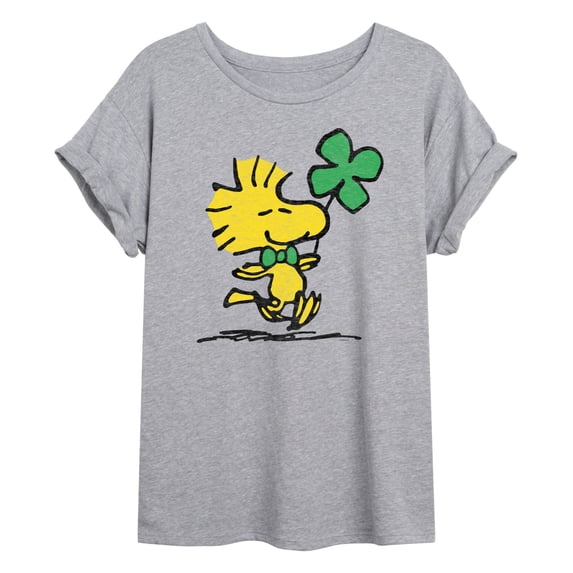 Peanuts - Woodstock and Clover - Juniors Oversized Graphic T-Shirt