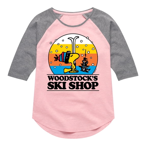 Peanuts - Woodstocks Ski Shop - Toddler & Youth Girls Raglan Graphic T-Shirt