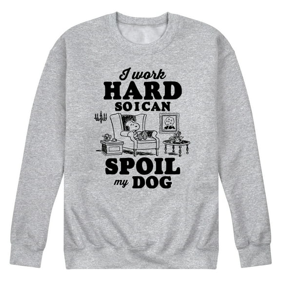 Peanuts - Work Hard To Spoil My Dog - Men's Crew Neck Fleece Pullover
