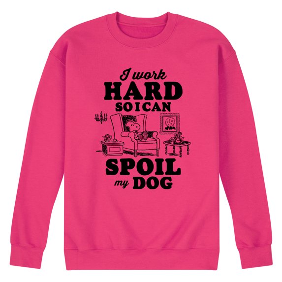 Peanuts - Work Hard To Spoil My Dog - Men's Crew Neck Fleece Pullover