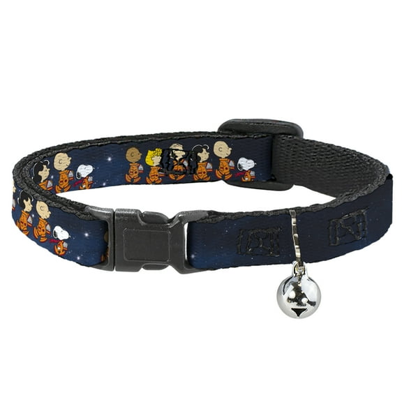 Peanuts Worldwide LLC Cat Collar, Breakaway Collar with Bell, Peanuts Gang Astronauts Space Walk Group Pose Blues, 8.5 to 12 Inches 0.5 Inch Wide