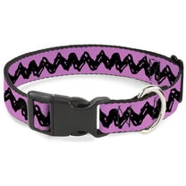 Peanuts Worldwide LLC Pet Collar, Dog Collar Plastic Buckle, Peanuts Charlie Brown Zig Zag Stripe Pink Black, 7 to 8.5 Inches 0.5 Inch Wide