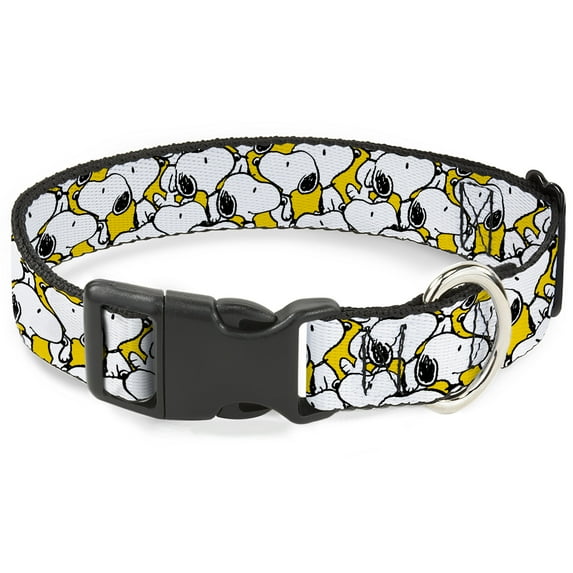 Peanuts Worldwide LLC Pet Collar, Dog Collar Plastic Buckle, Peanuts Snoopy Pose Stacked Yellow, 16 to 23 Inches 1.5 Inch Wide