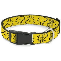Peanuts Worldwide LLC Pet Collar, Dog Collar Plastic Buckle, Peanuts Woodstock Line Face Line Art Yellow Black, 7 to 8.5 Inches 0.5 Inch Wide