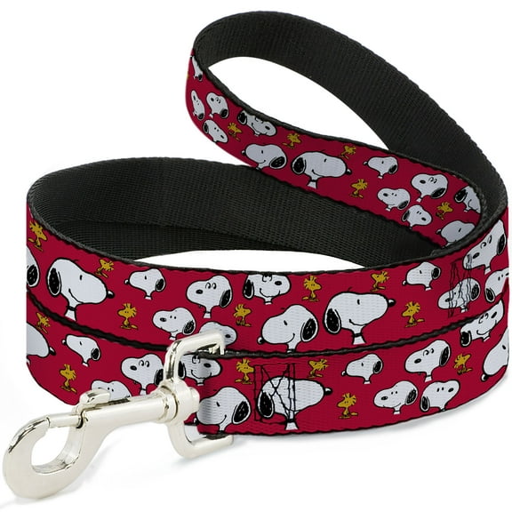 Peanuts Worldwide LLC Pet Leash, Dog Leash, Peanuts Snoopy and Woodstock Poses Scattered Red, 4 Feet Long 1.0 Inch Wide