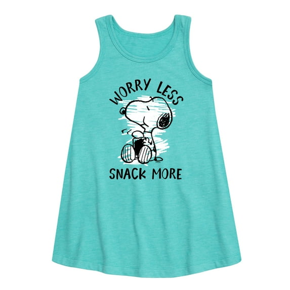 Peanuts - Worry Less Snack More Snoopy - Toddler & Youth Girls A-line Dress