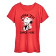 thumbnail image 1 of Peanuts - Worry Less Snack More Snoopy - Women's Short Sleeve Graphic T-Shirt, 1 of 6