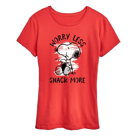 Peanuts - Worry Less Snack More Snoopy - Women's Short Sleeve Graphic T-Shirt