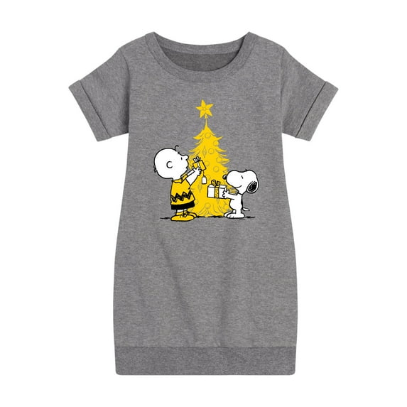 Peanuts - Xmas Charlie And Snoopy - Toddler & Youth Girls Fleece Dress