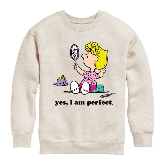 Peanuts - Yes I Am Perfect Sally - Toddler & Youth Crewneck Fleece Sweatshirt