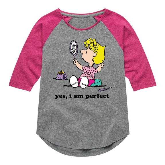 Peanuts - Yes I Am Perfect Sally - Toddler & Youth Girls Raglan Graphic T-Shirt