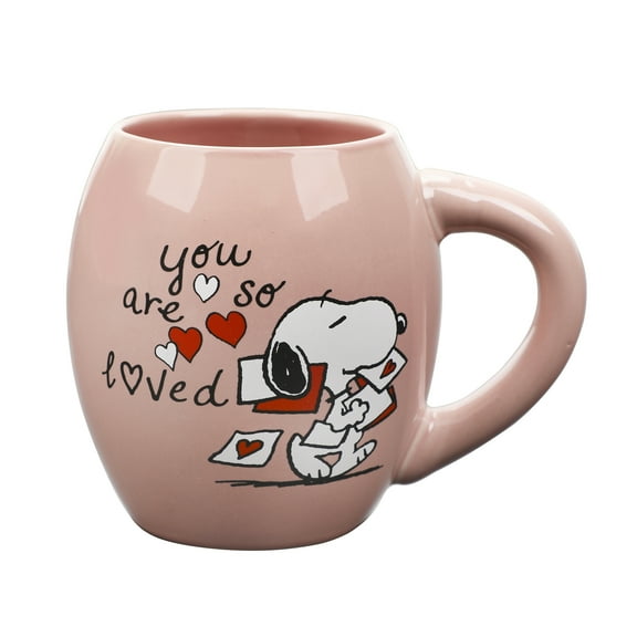 Peanuts You Are So Loved 18 Oz Pink Oval Ceramic Mug