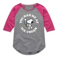 thumbnail image 1 of Peanuts - You Had Me At Ice Cream - Toddler and Youth Girls Shirt Tail Raglan, 1 of 5