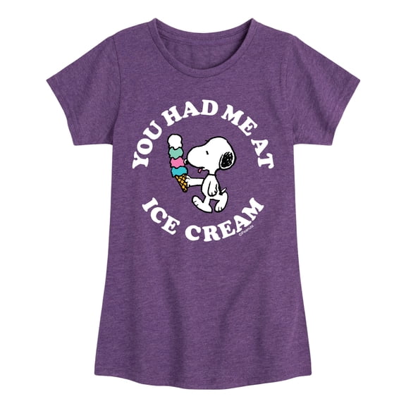 Peanuts - You Had Me At Ice Cream - Toddler and Youth Girls Short Sleeve T-Shirt