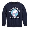 thumbnail image 1 of Peanuts - You Had Me At Ice Cream - Youth Crewneck Sweatshirt, 1 of 6