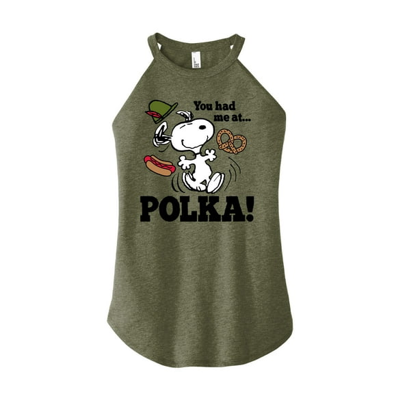 Peanuts - You Had Me At Polka - Juniors High Neck Tank Top